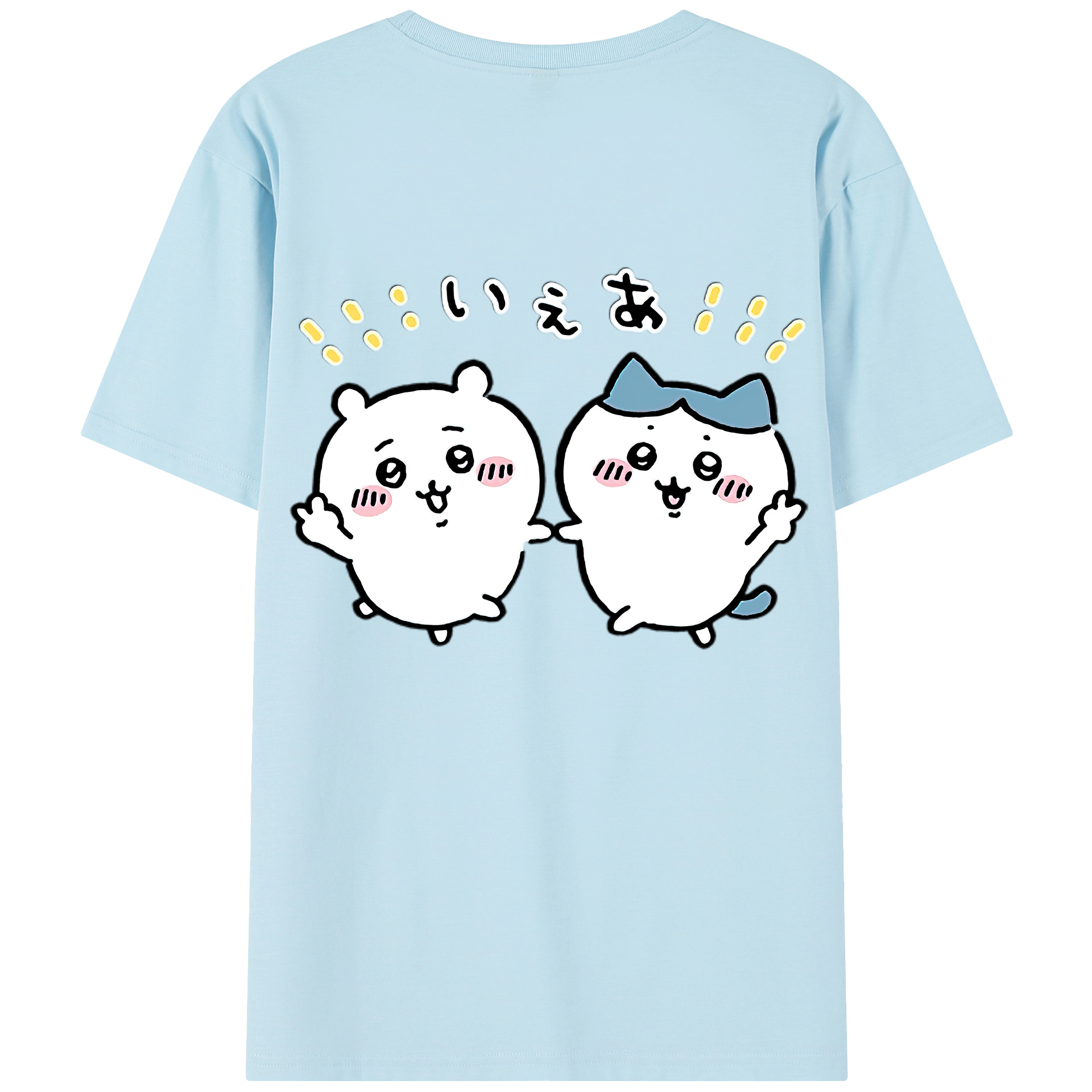 （画像用） ちいかわ ハチワレ Chii-kawa hachiware 綿100％半袖Tシャツ（背面プリント）